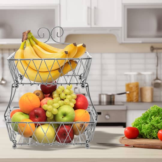 Sorbus 16" 2-Tier Wire Basket Stand